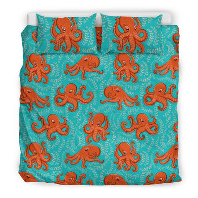 Octopus Cartoon Design Print Themed Duvet Cover Bedding Set