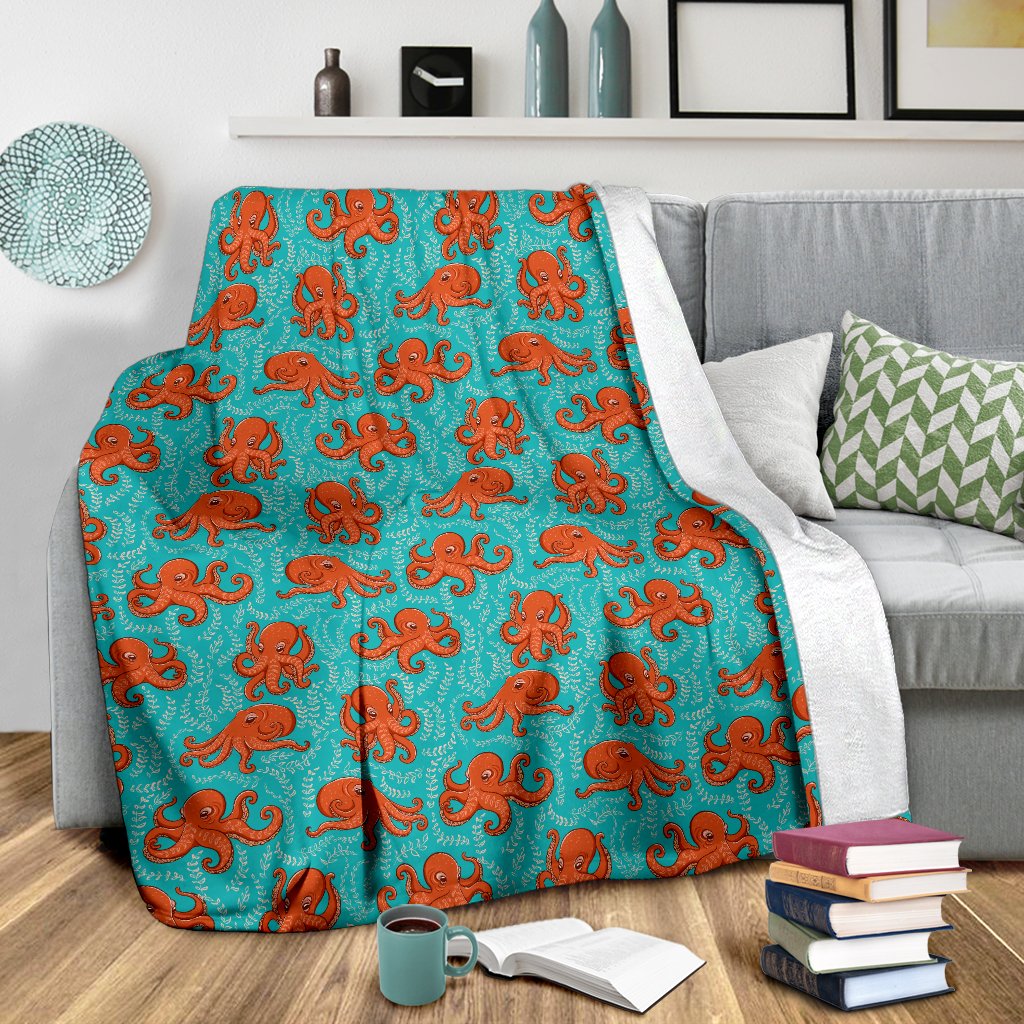Octopus Cartoon Design Print Themed Fleece Blanket