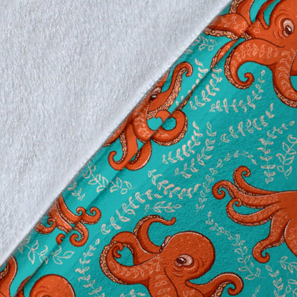 Octopus Cartoon Design Print Themed Fleece Blanket