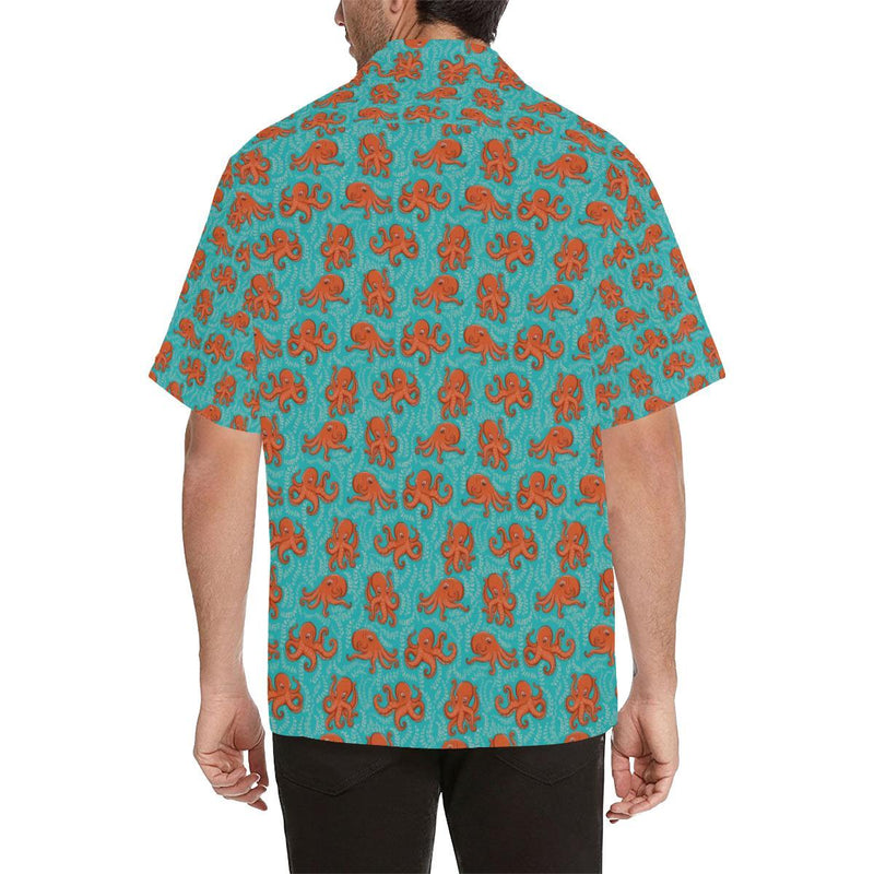 Octopus Cartoon Design Print Themed Men Aloha Hawaiian Shirt