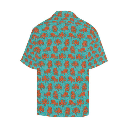 Octopus Cartoon Design Print Themed Men Aloha Hawaiian Shirt