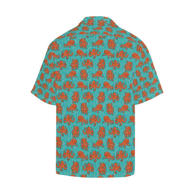 Octopus Cartoon Design Print Themed Men Aloha Hawaiian Shirt