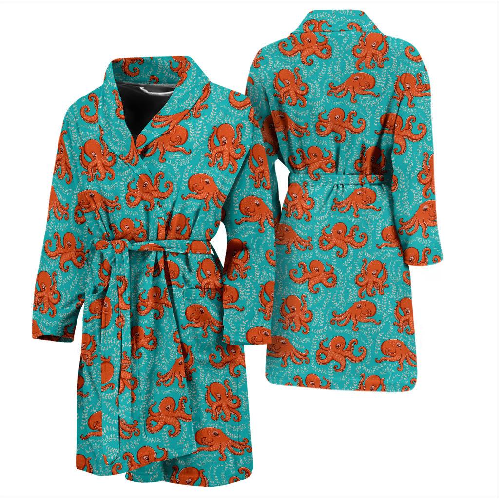 Octopus Cartoon Design Print Themed Men Bath Robe-JTAMIGO.COM