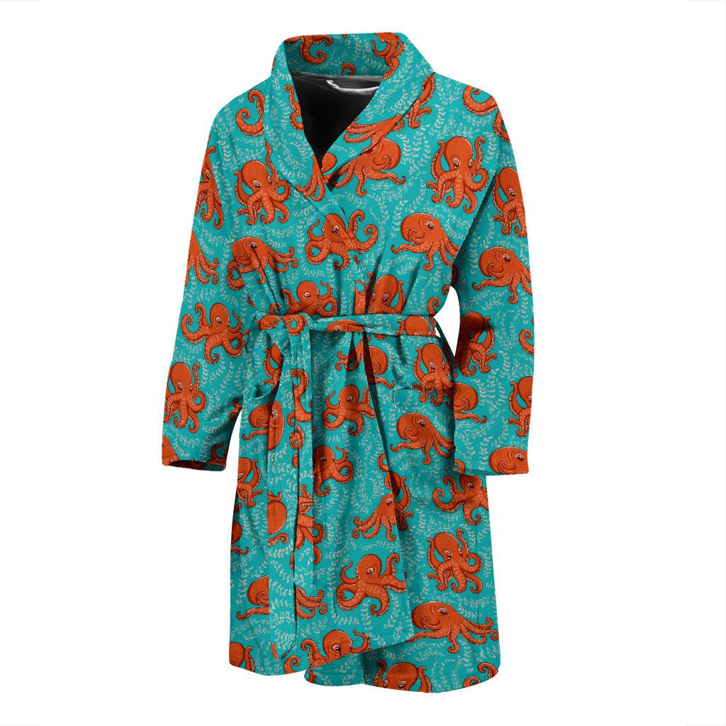 Octopus Cartoon Design Print Themed Men Bath Robe-JTAMIGO.COM