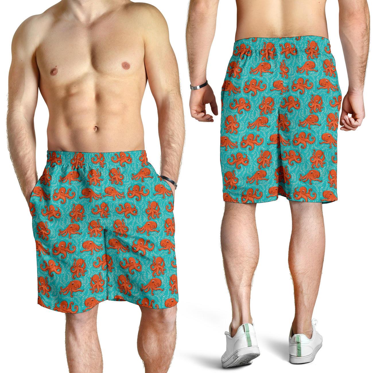 Octopus Cartoon Design Print Themed Mens Shorts-JTAMIGO.COM