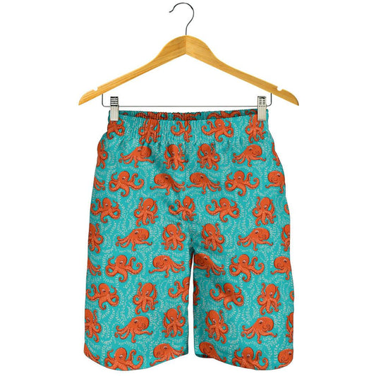 Octopus Cartoon Design Print Themed Mens Shorts-JTAMIGO.COM