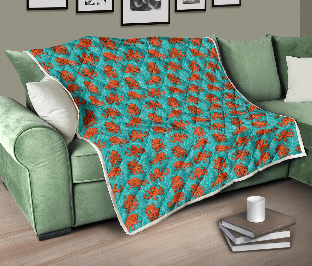 Octopus Cartoon Design Print Themed Premium Quilt-JTAMIGO.COM