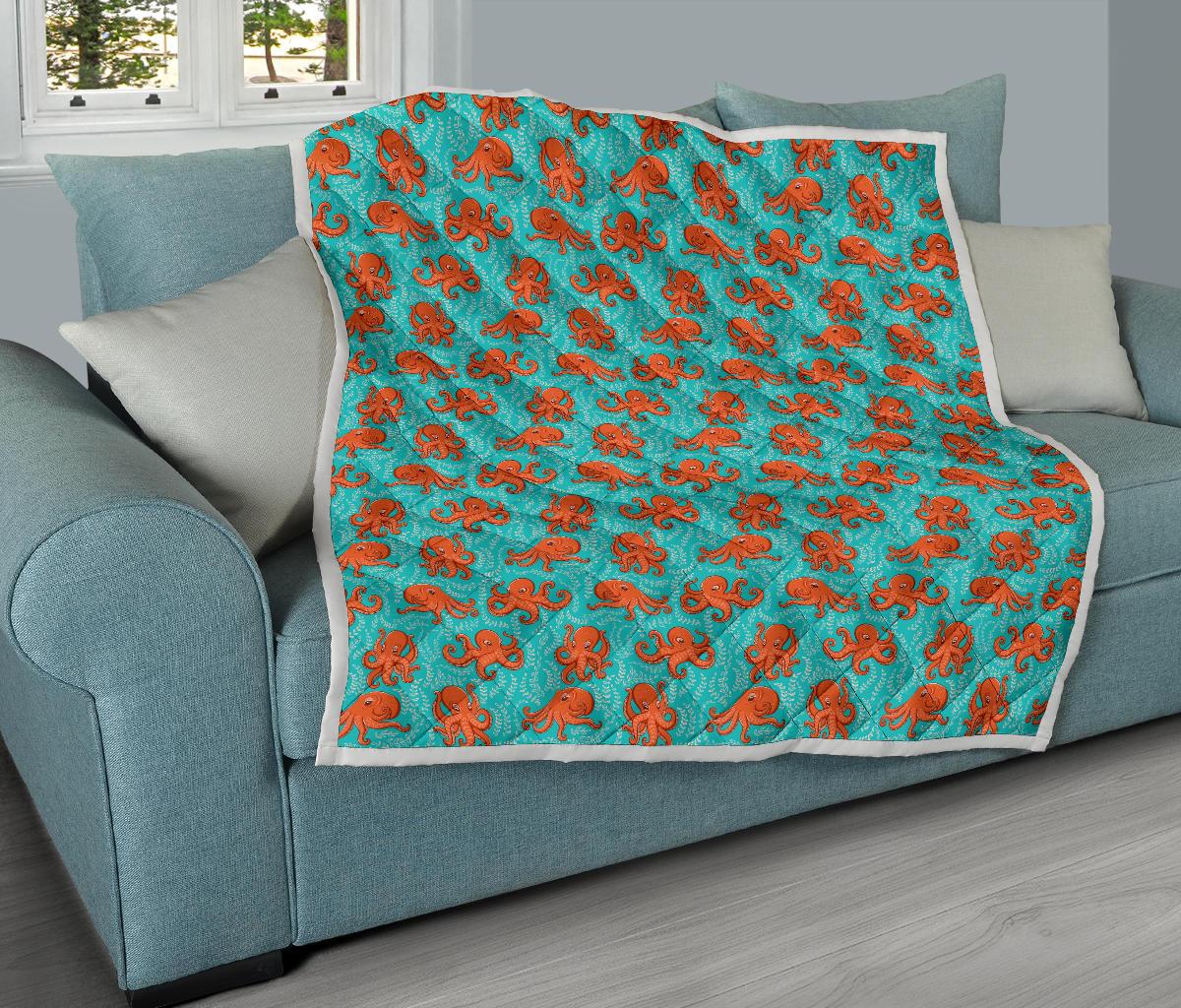 Octopus Cartoon Design Print Themed Premium Quilt-JTAMIGO.COM