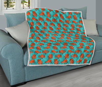 Octopus Cartoon Design Print Themed Premium Quilt-JTAMIGO.COM
