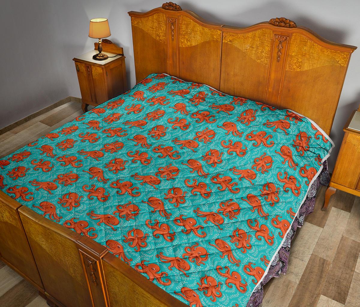 Octopus Cartoon Design Print Themed Premium Quilt-JTAMIGO.COM