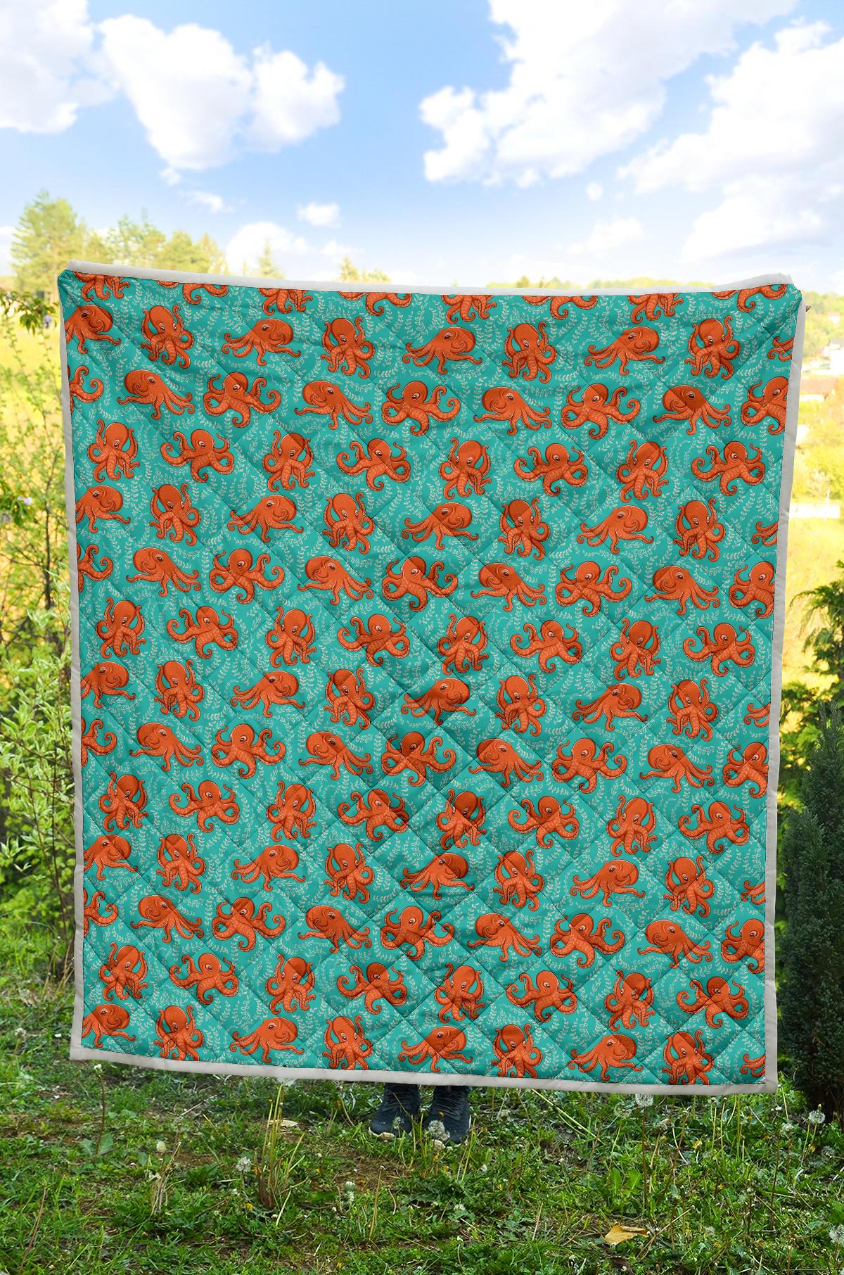 Octopus Cartoon Design Print Themed Premium Quilt-JTAMIGO.COM