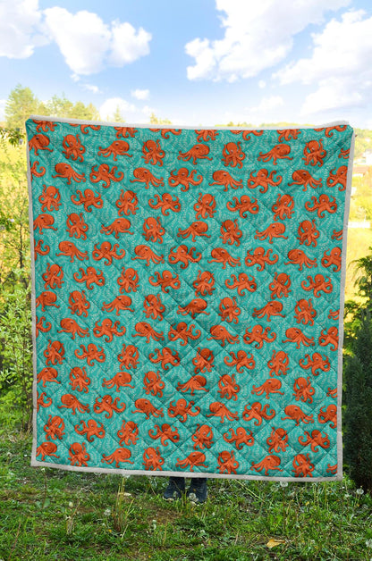 Octopus Cartoon Design Print Themed Premium Quilt-JTAMIGO.COM