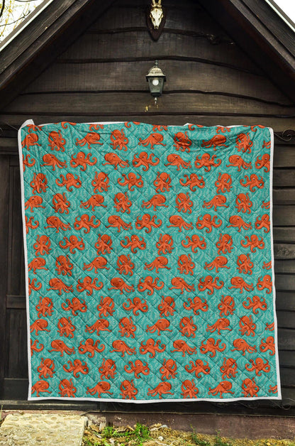 Octopus Cartoon Design Print Themed Premium Quilt-JTAMIGO.COM