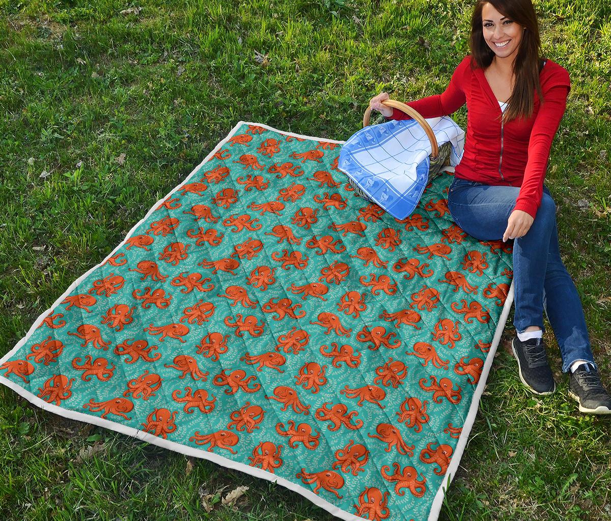 Octopus Cartoon Design Print Themed Premium Quilt-JTAMIGO.COM