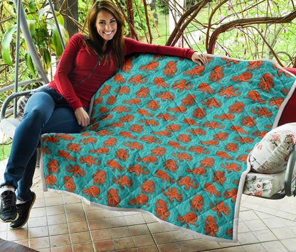Octopus Cartoon Design Print Themed Premium Quilt-JTAMIGO.COM