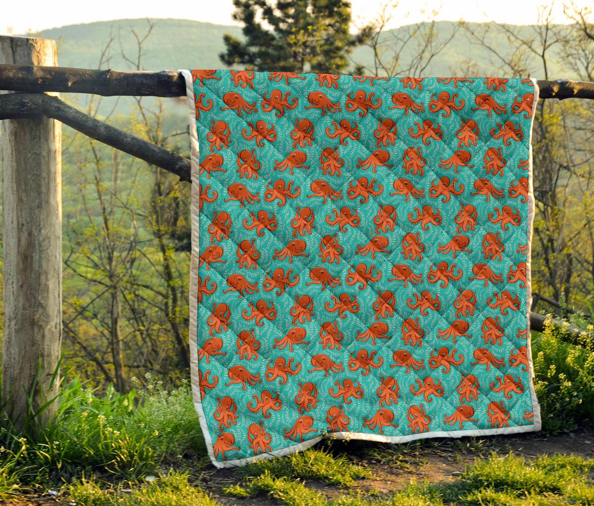 Octopus Cartoon Design Print Themed Premium Quilt-JTAMIGO.COM