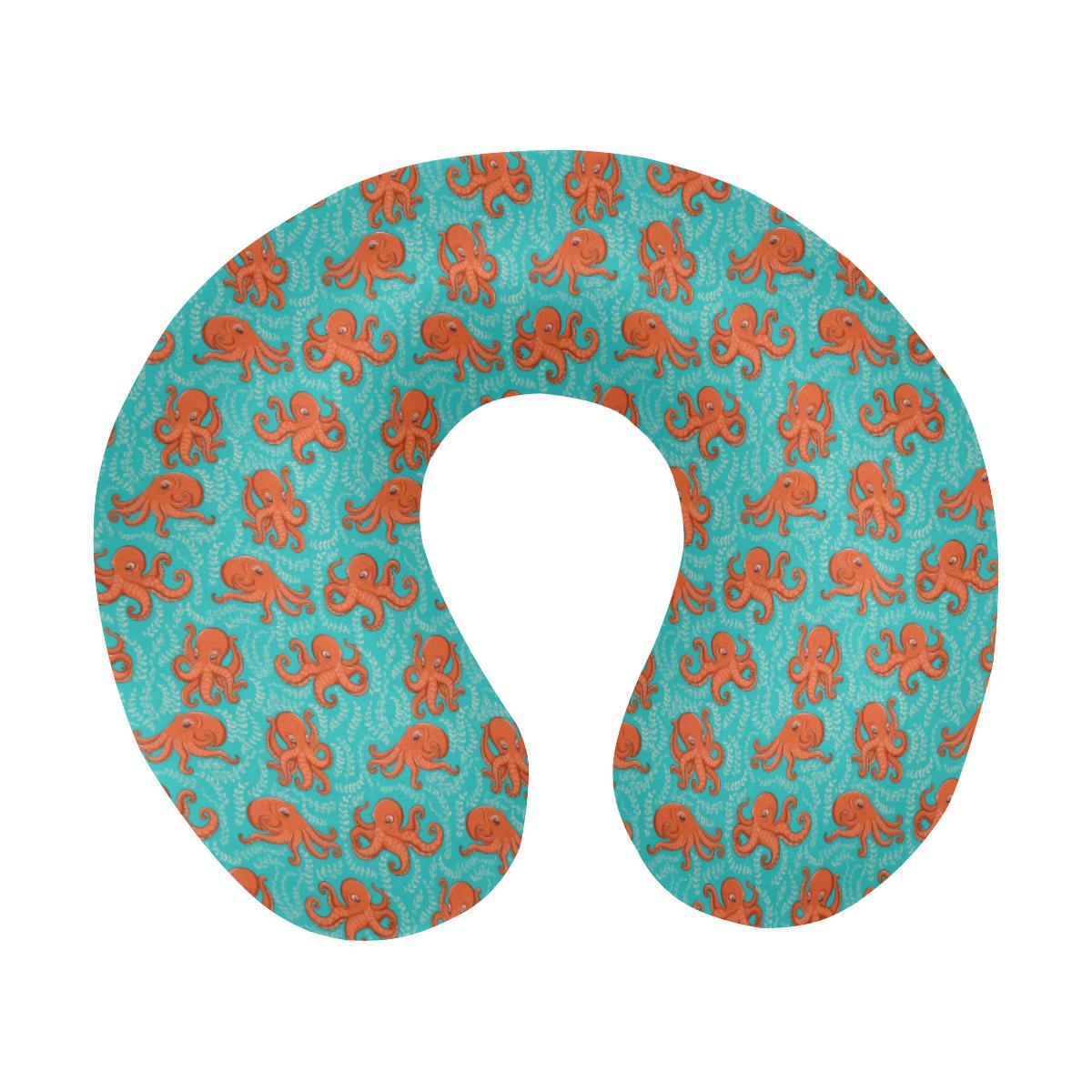 Octopus Cartoon Design Print Themed U-Shaped Travel Neck Pillow-JTAMIGO.COM