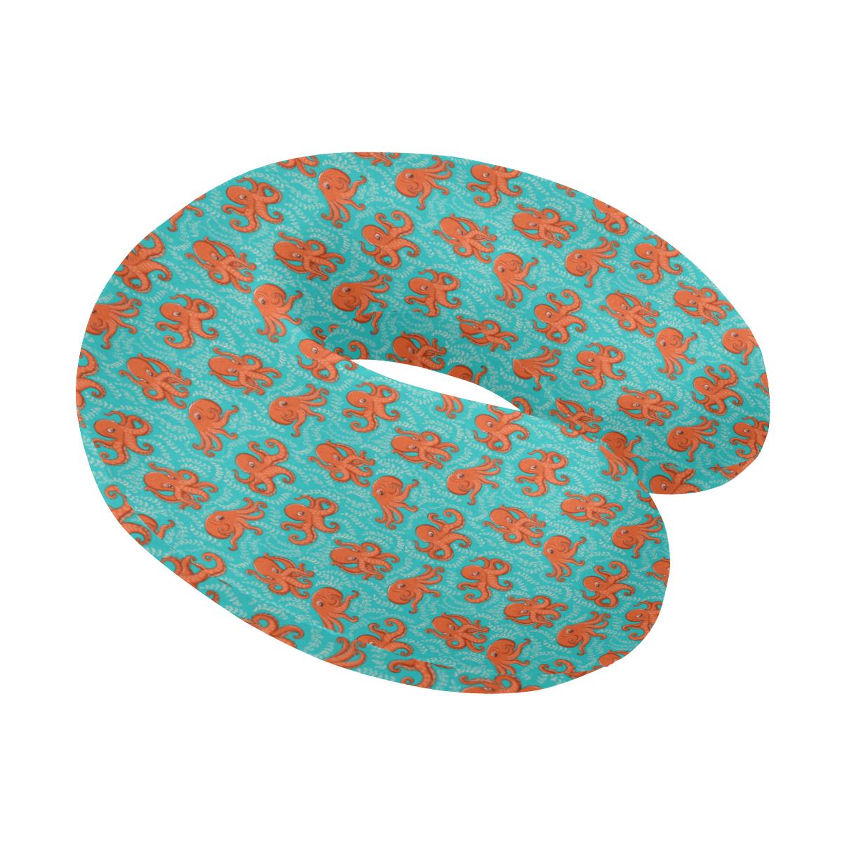 Octopus Cartoon Design Print Themed U-Shaped Travel Neck Pillow-JTAMIGO.COM