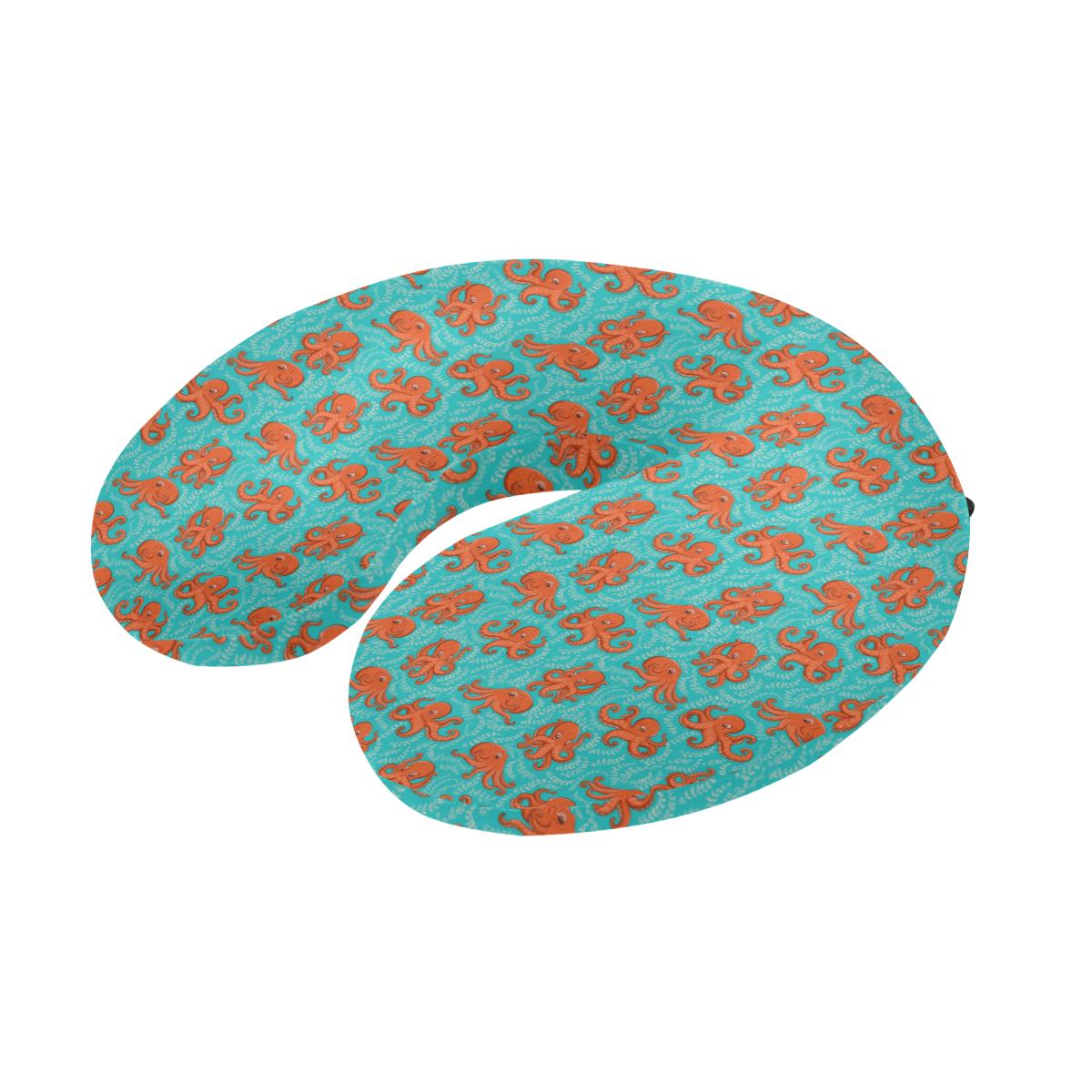 Octopus Cartoon Design Print Themed U-Shaped Travel Neck Pillow-JTAMIGO.COM