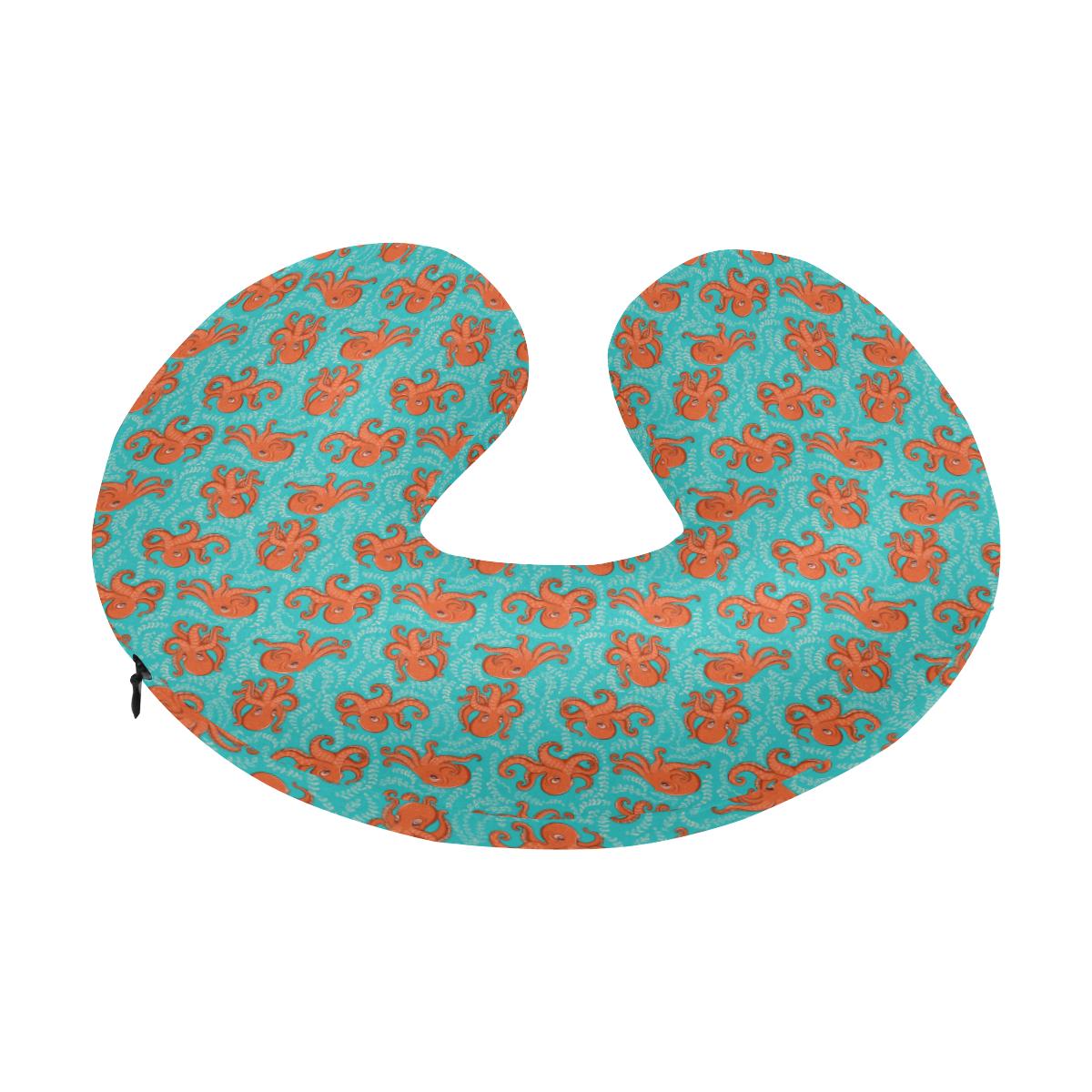 Octopus Cartoon Design Print Themed U-Shaped Travel Neck Pillow-JTAMIGO.COM