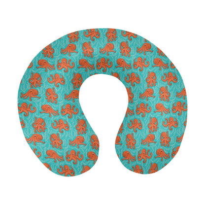 Octopus Cartoon Design Print Themed U-Shaped Travel Neck Pillow-JTAMIGO.COM