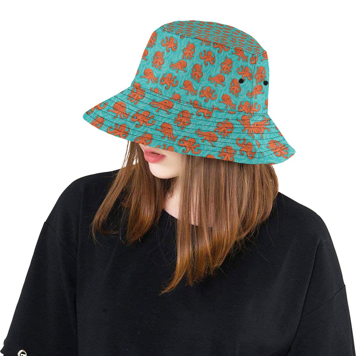 Octopus Cartoon Design Print Themed Unisex Bucket Hat