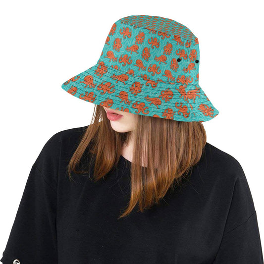 Octopus Cartoon Design Print Themed Unisex Bucket Hat