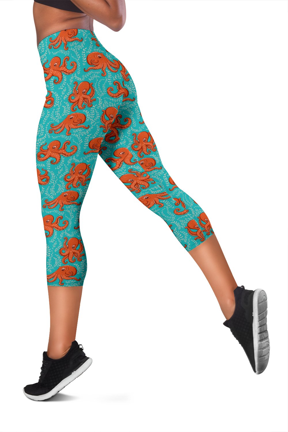 Octopus Cartoon Design Print Themed Women Capris