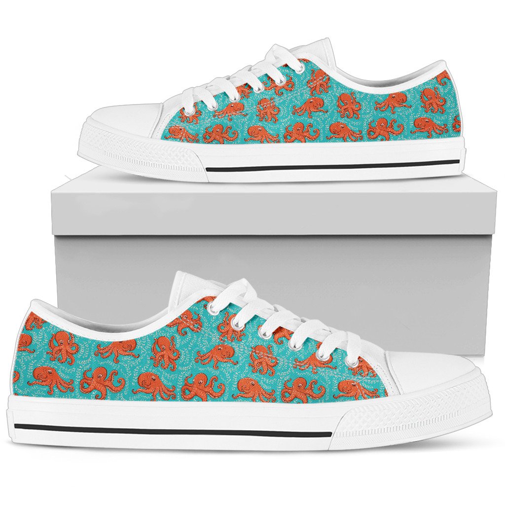 Octopus Cartoon Design Print Themed Women Low Top Shoes-JTAMIGO.COM