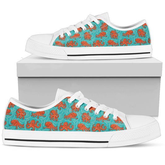 Octopus Cartoon Design Print Themed Women Low Top Shoes-JTAMIGO.COM