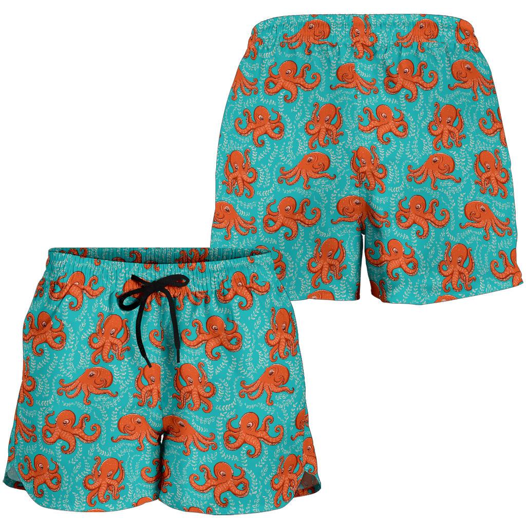 Octopus Cartoon Design Print Themed Women Shorts-JTAMIGO.COM