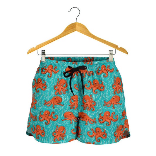Octopus Cartoon Design Print Themed Women Shorts-JTAMIGO.COM