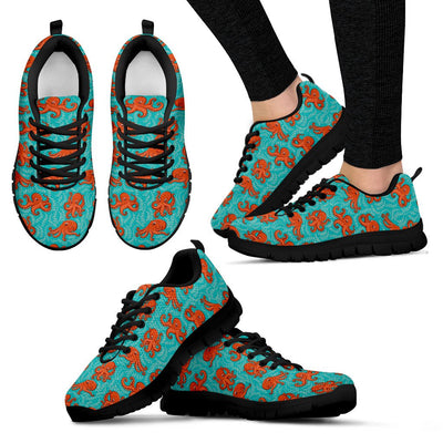 Octopus Cartoon Design Print Themed Women Sneakers Shoes
