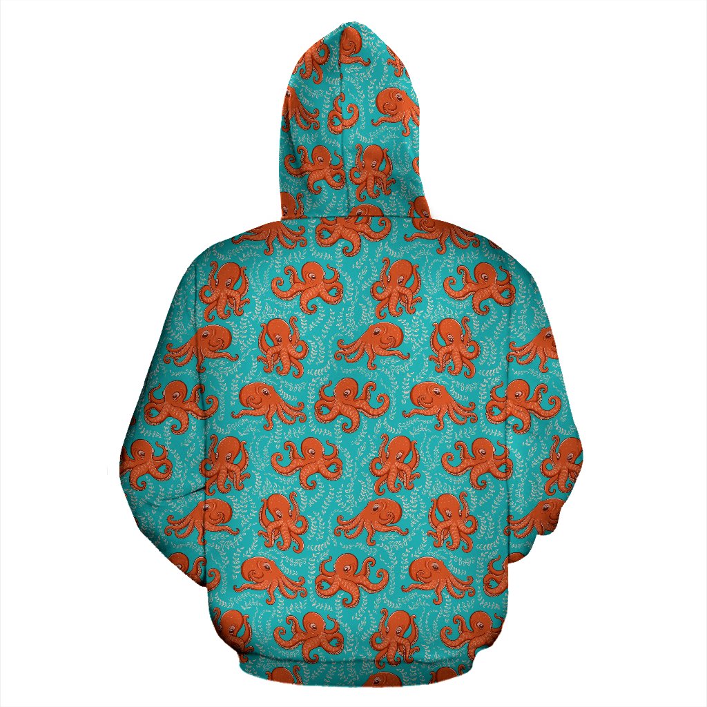 Octopus Cartoon Design Print Themed Zip Up Hoodie