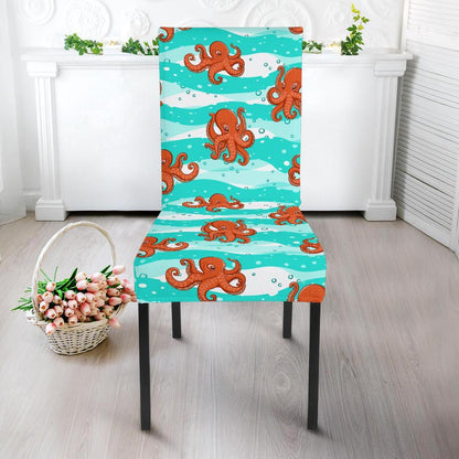 Octopus Cute Design Print Themed Dining Chair Slipcover-JTAMIGO.COM