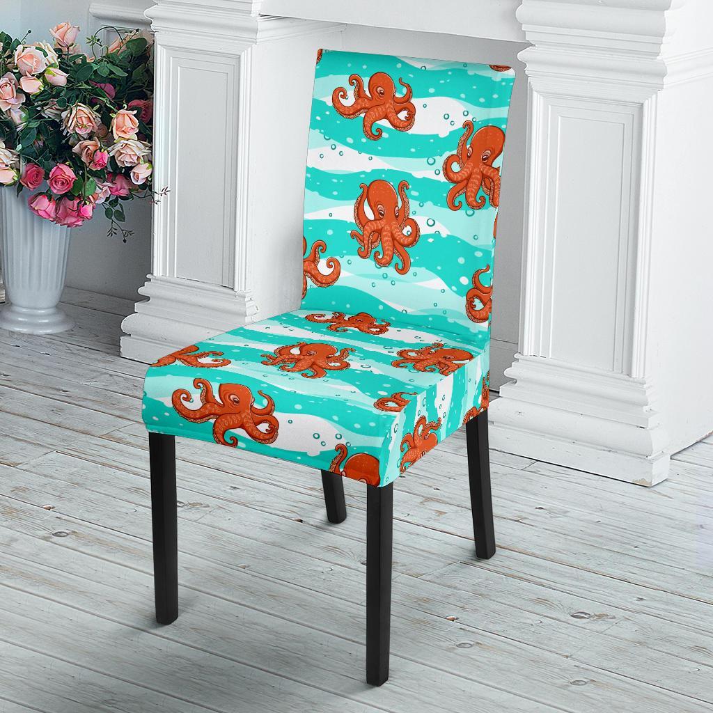 Octopus Cute Design Print Themed Dining Chair Slipcover-JTAMIGO.COM