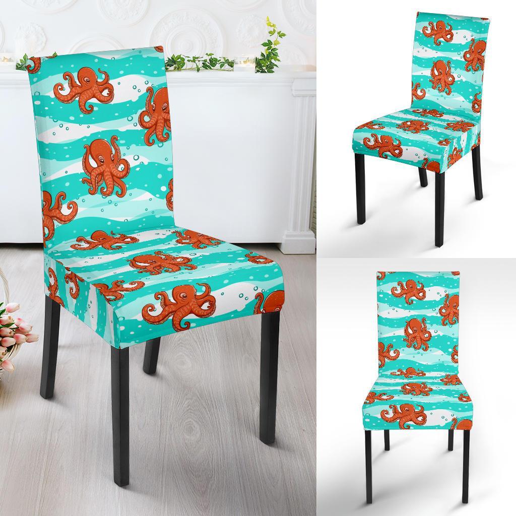 Octopus Cute Design Print Themed Dining Chair Slipcover-JTAMIGO.COM