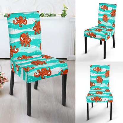 Octopus Cute Design Print Themed Dining Chair Slipcover-JTAMIGO.COM