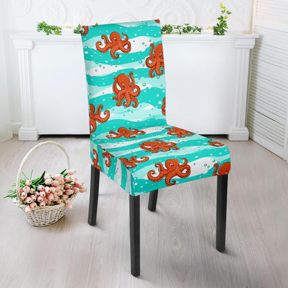 Octopus Cute Design Print Themed Dining Chair Slipcover-JTAMIGO.COM