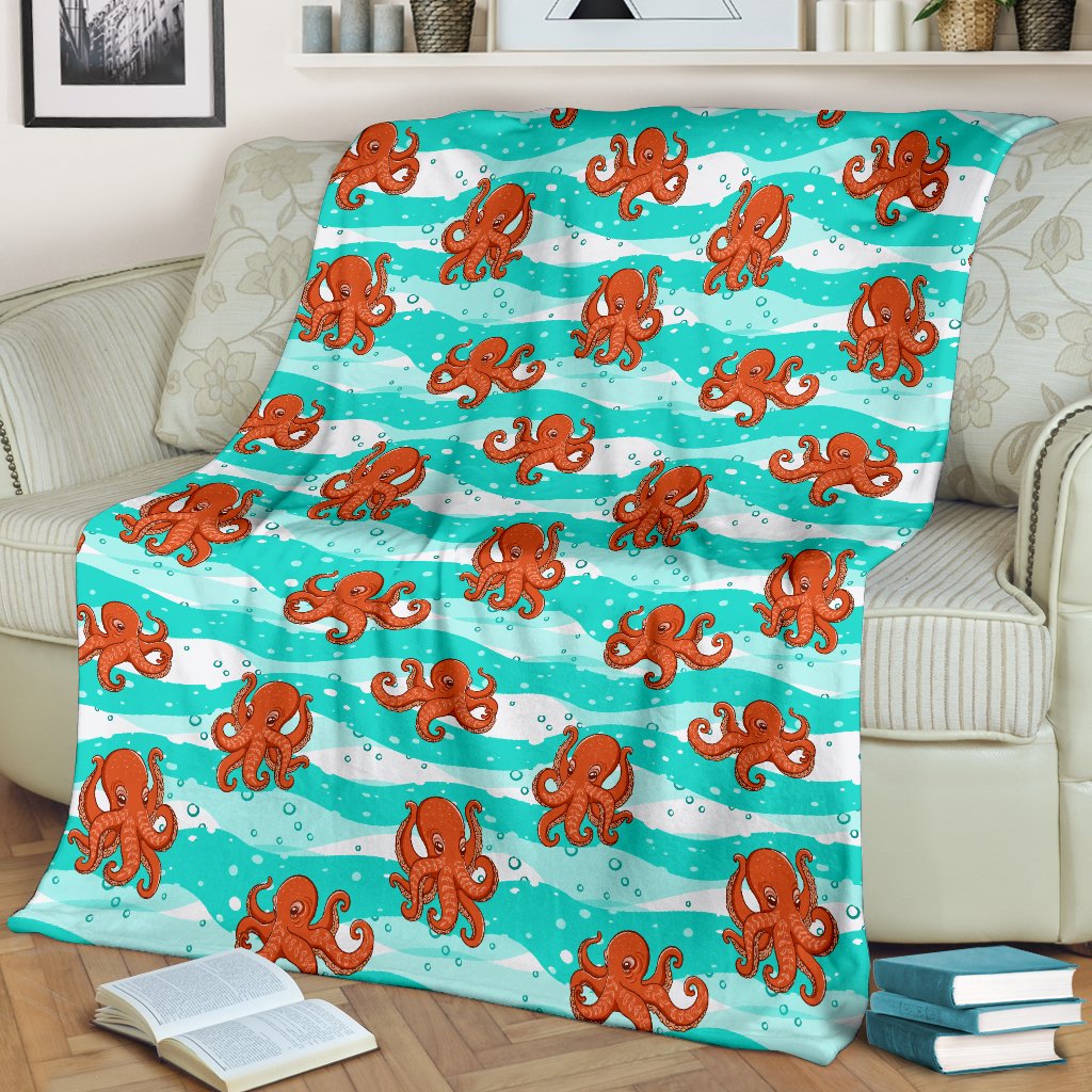 Octopus Cute Design Print Themed Fleece Blanket