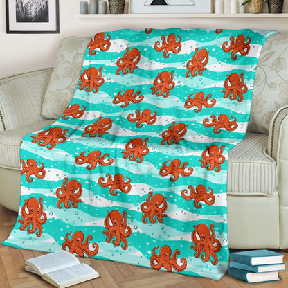 Octopus Cute Design Print Themed Fleece Blanket