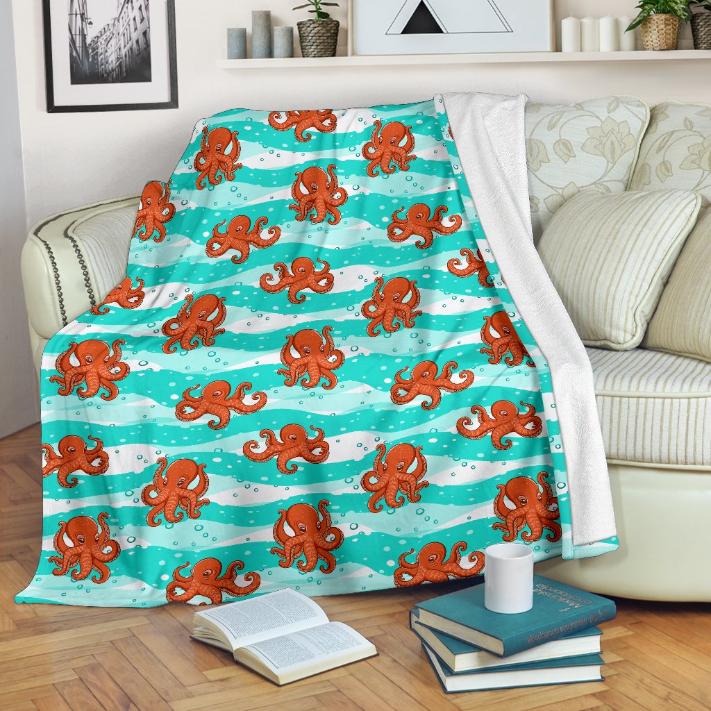 Octopus Cute Design Print Themed Fleece Blanket