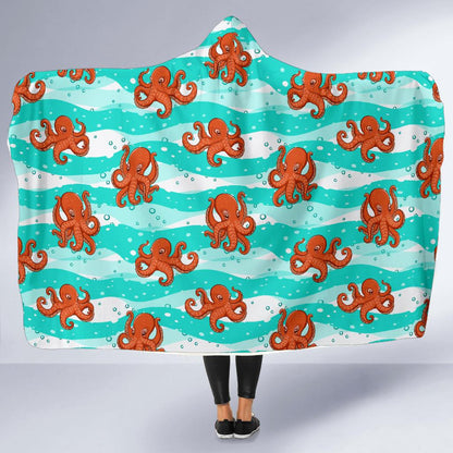 Octopus Cute Design Print Themed Hooded Blanket-JTAMIGO.COM