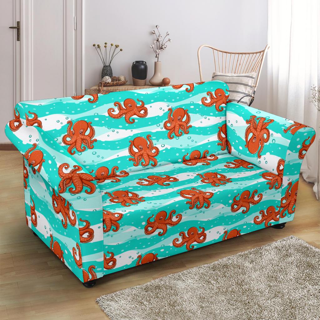 Octopus Cute Design Print Themed Loveseat Slipcover-JTAMIGO.COM