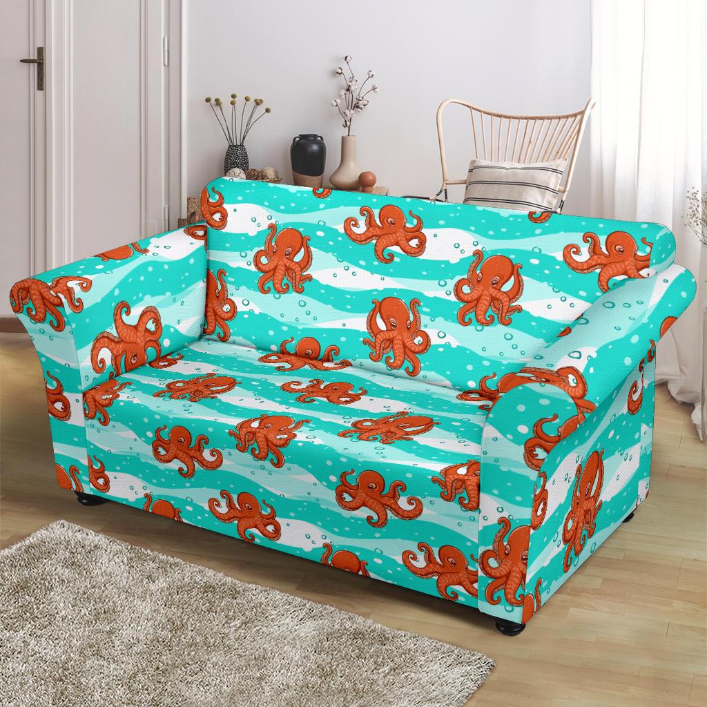 Octopus Cute Design Print Themed Loveseat Slipcover-JTAMIGO.COM