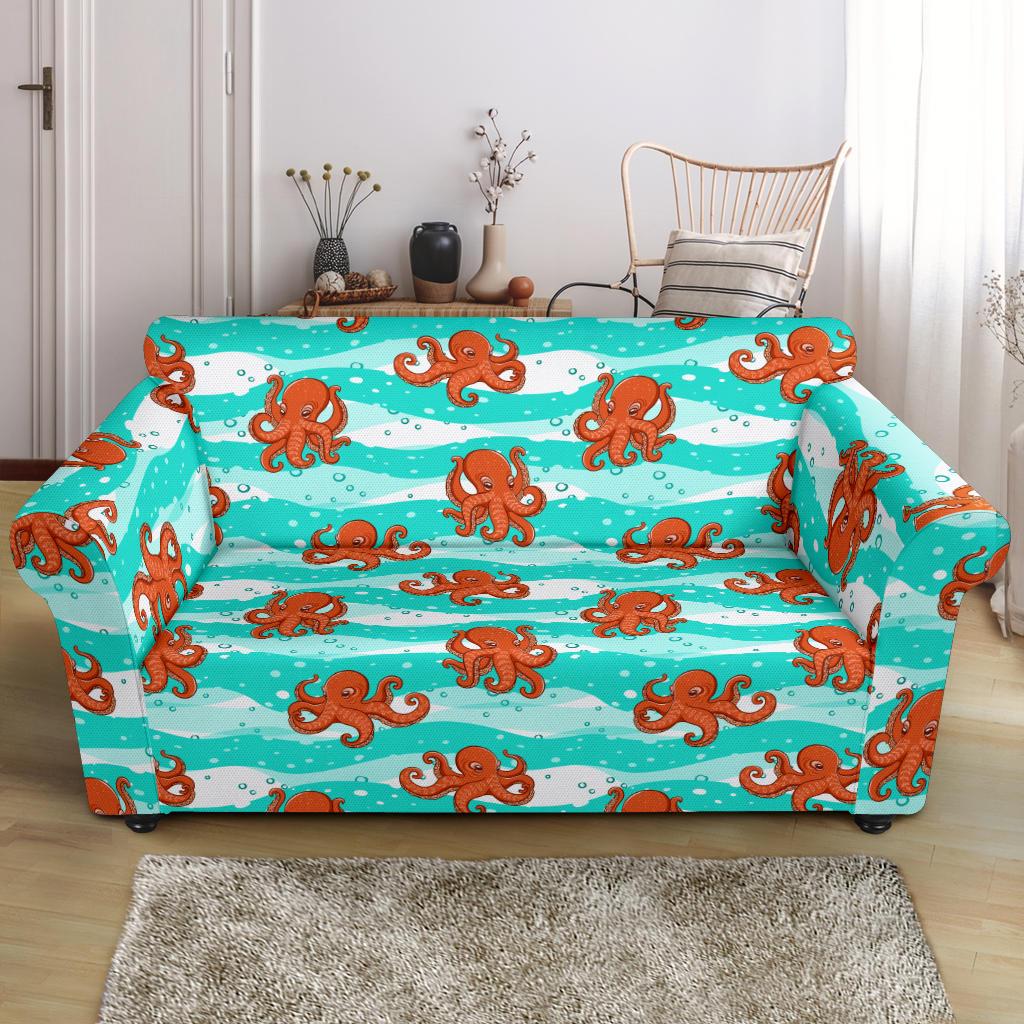 Octopus Cute Design Print Themed Loveseat Slipcover-JTAMIGO.COM