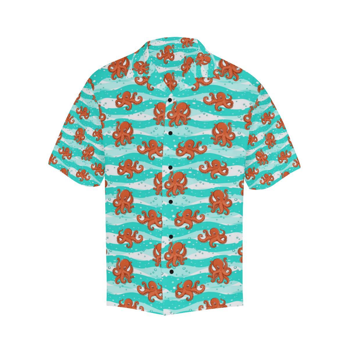 Octopus Cute Design Print Themed Men Aloha Hawaiian Shirt
