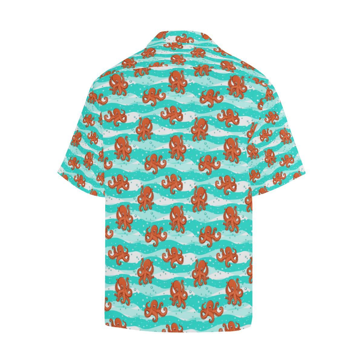 Octopus Cute Design Print Themed Men Aloha Hawaiian Shirt