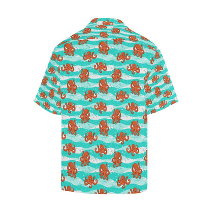 Octopus Cute Design Print Themed Men Aloha Hawaiian Shirt