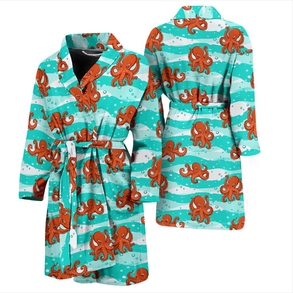Octopus Cute Design Print Themed Men Bath Robe-JTAMIGO.COM